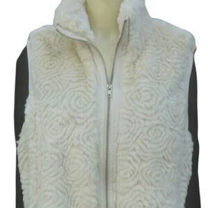 Roz & Ali Vest Size XL Textured Cream Rose Design
